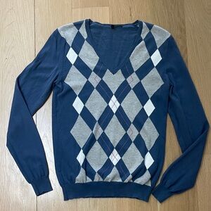 Women’s 100% cotton Blue Argyle Sweater